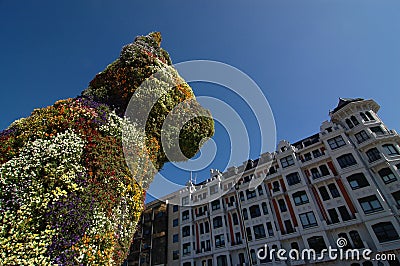 Bilbao, Spain: April 2006: Puppy-The floral sculpture Editorial Stock Photo