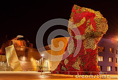 Bilbao, Spain - July 31, 2018: Puppy, sculpture designed by Jeff Editorial Stock Photo