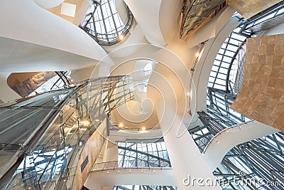 BILBAO, SPAIN - OCTOBER 16: Interior of Guggenheim Museum on Oct Editorial Stock Photo