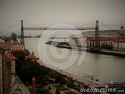 Steel transporter bridge from Bilbao Spain Editorial Stock Photo