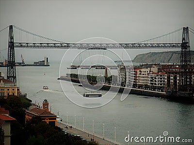 Steel transporter bridge from Bilbao Spain Stock Photo