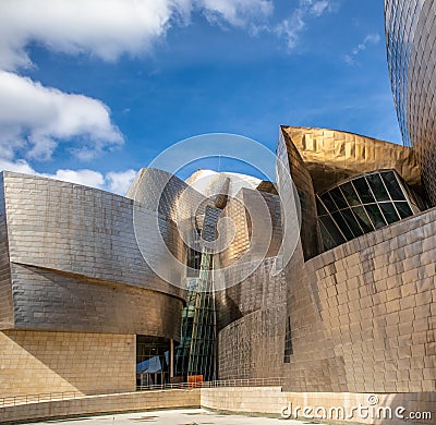 View of the Guggenheim Museum built in 1997 by canadian architect Frank Gehry in Bilbao, Basque Country, Spain Editorial Stock Photo