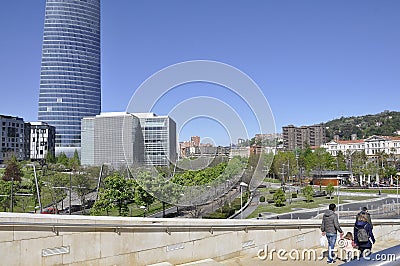 Bilbao, 13th april: Iberdrola dorrea Tower Building place from Bilbao city in Basque Country of Spain Editorial Stock Photo