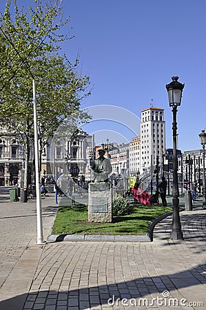 Bilbao, 13th april: Scene with Areatzako Park from Downtown of Bilbao city in Basque Country of Spain Editorial Stock Photo