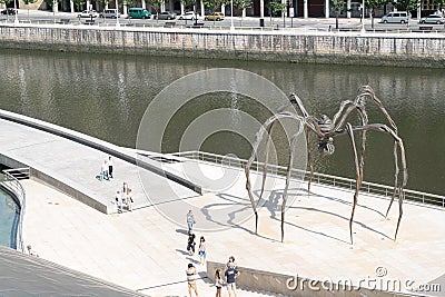 Bilbao, view of the spider sculpture `Maman` by artist Bourgeois. Editorial Stock Photo