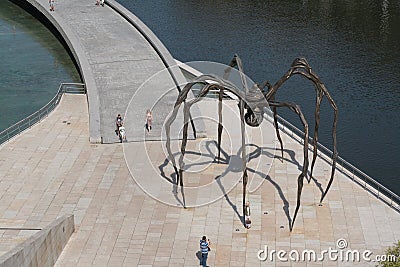 Bilbao, view of the spider sculpture `Maman` by artist Bourgeois. Editorial Stock Photo