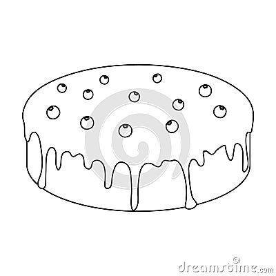 Bilberry cake icon in outline style isolated on white background. Cakes symbol Vector Illustration