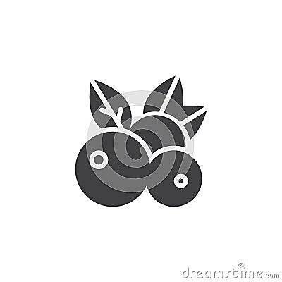 Bilberry with leaves vector icon Vector Illustration