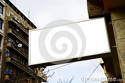 Bilboard with blank white display in the city. Copy space, add text or photo Stock Photo