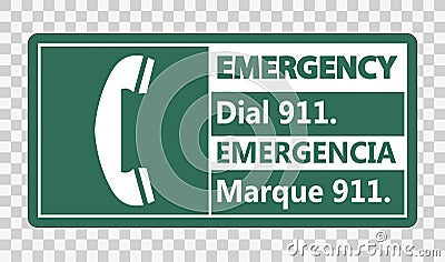 symbol Bilingual Emergency Dial 911 Sign on transparent background Vector Illustration