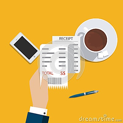 Bill atm, financial check.Paper receipts icon. Vector. Receipt Vector Illustration