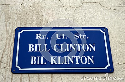 Bill Clinton Street, Pec, Kosovo Editorial Stock Photo