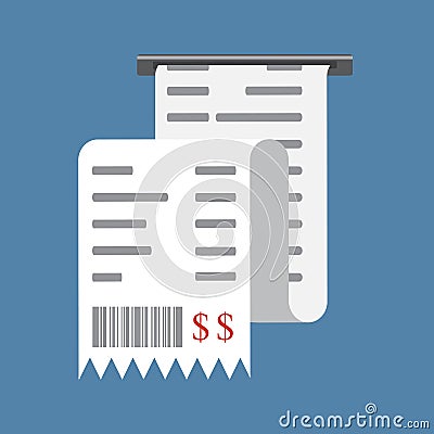Bill, financial check, reciept. Vector illustration isolated on Vector Illustration