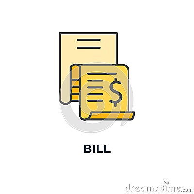 bill icon. expense concept symbol design, invoice, money spending, financial report, account history, pay document, outline modern Vector Illustration