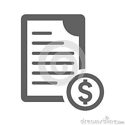 Bill, invoice icon / gray color Vector Illustration