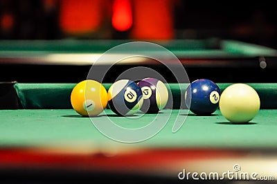 Billard table for playing tournament inside pub Stock Photo