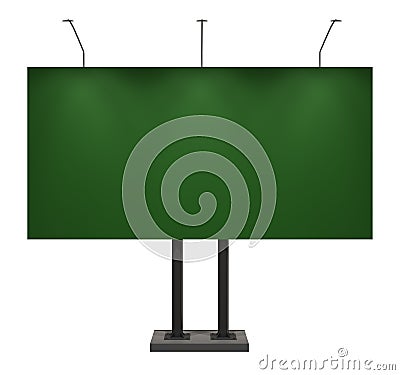 Billboard, blank green, isolated on white Cartoon Illustration