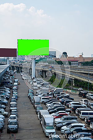 Billboard blank Green screen for outdoor advertising poster Editorial Stock Photo