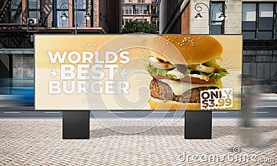 billboard burger advertisement advertising mockup Stock Photo