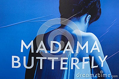 Billboard De Nationale Opera Madam Butterfly At Amsterdam The Netherlands 2019 Editorial Stock Photo