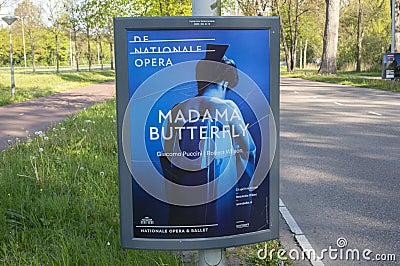 Billboard De Nationale Opera Madam Butterfly At Amsterdam The Netherlands 2019 Editorial Stock Photo
