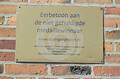 Billboard Doping Free Sport At The Olympic Stadium At Amsterdam The Netherlands 2019 Editorial Stock Photo