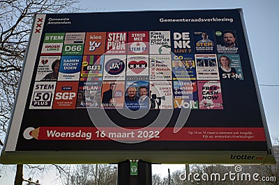 Billboard Elections At Amsterdam The Netherlands 4-3-2022 Editorial Stock Photo