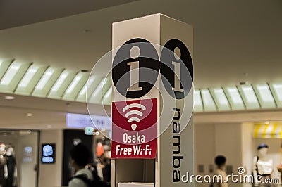 Billboard Free Wifi At Namba Station Osaka Japan 2018 Editorial Stock Photo