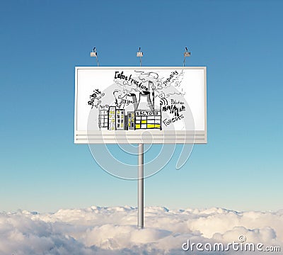 Billboard with infrastructure sketch Stock Photo