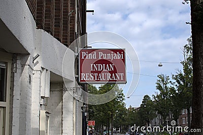 Billboard Pind Punjabi Indian Restaurant At Amsterdam The Netherlands 19-9-2021 Editorial Stock Photo