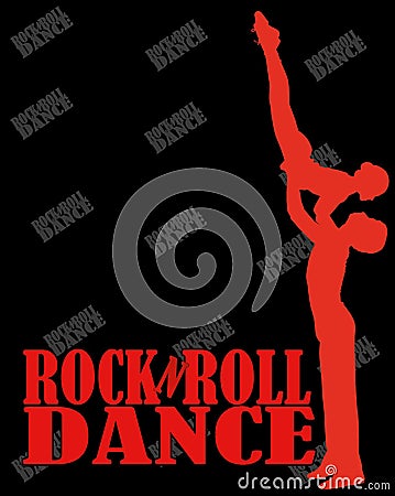 Billboard rock-n-roll dance. silhouette men and women Vector Illustration