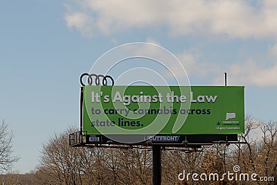 Billboard stating Connecticut Cannibis Law Editorial Stock Photo