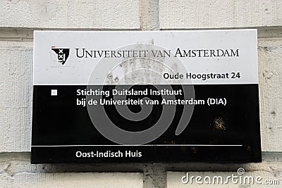 Billboard Stichting Duitsland Instituut From The UVA University At Amsterdam The Netherlands 22-11-2020 Editorial Stock Photo