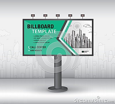 Billboard design vector, banner template, advertisement, Realistic construction for outdoor advertising on city background, flyer Vector Illustration