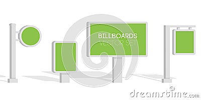 Billboards, advertise billboards, city light billboard. Flat 3d illustration for infographic Cartoon Illustration