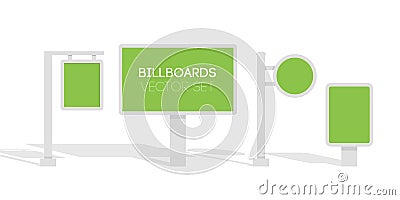 Billboards, advertise billboards, city light billboard. Flat 3d illustration for infographic Cartoon Illustration