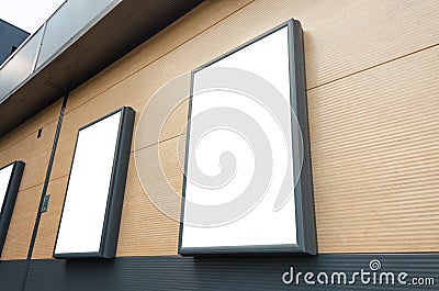 billboards at the shopping center wall. Mockup for marketing campaign promotion Stock Photo