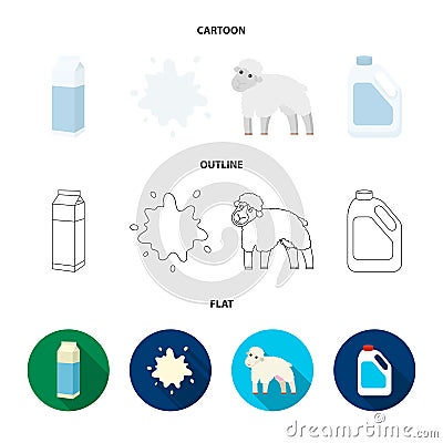Billet pack, sheep.blue, canister.Moloko set collection icons in cartoon,outline,flat style vector symbol stock Vector Illustration