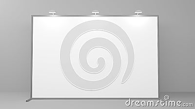 Billet press wall with blank banner. Mobile trade show booth white and blank. 3d render isolated on white background. Stock Photo