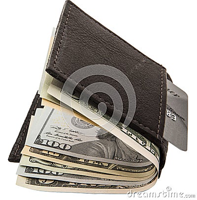 Billfold wallet credit card banknotes isolated white Stock Photo