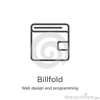 billfold icon vector from web design and programming collection. Thin line billfold outline icon vector illustration. Outline, Vector Illustration