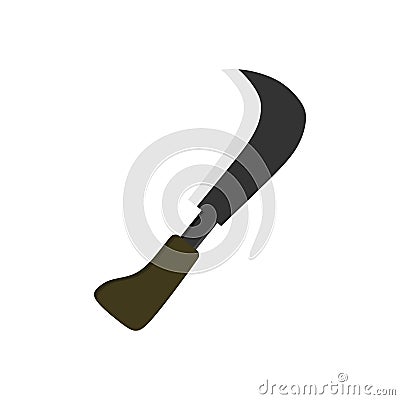 billhook flat design vector illustration isolated color vector on white background. This cutting tool is used to slice string, cut Vector Illustration
