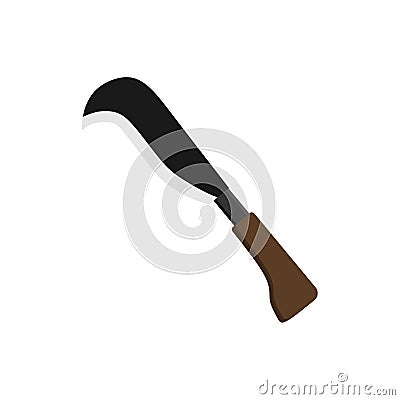 billhook flat design vector illustration isolated color vector on white background. This cutting tool is used to slice string, cut Vector Illustration