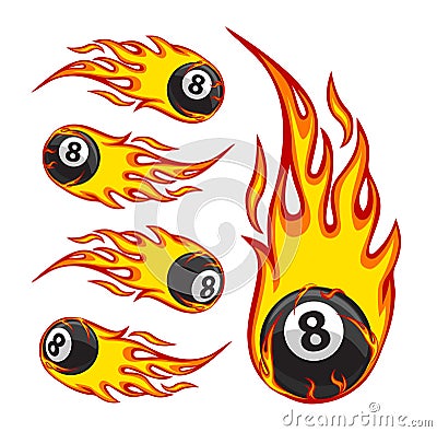 Billiard Ball 8 On Fire Vector Illustration