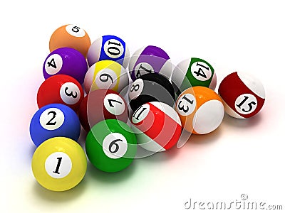 Billiard balls isolated on white background Stock Photo