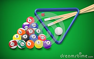 Billiard balls in a pool table Vector Illustration