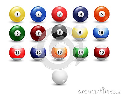 Billiard balls set. Assorted billiard balls isolated on transparent background Vector Illustration