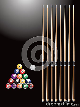 Billiard balls and sticks Vector Illustration