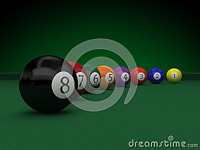 Billiard balls on table Stock Photo