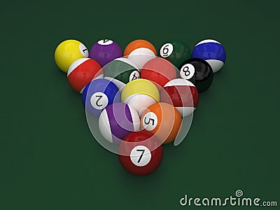 Billiard balls on table Stock Photo